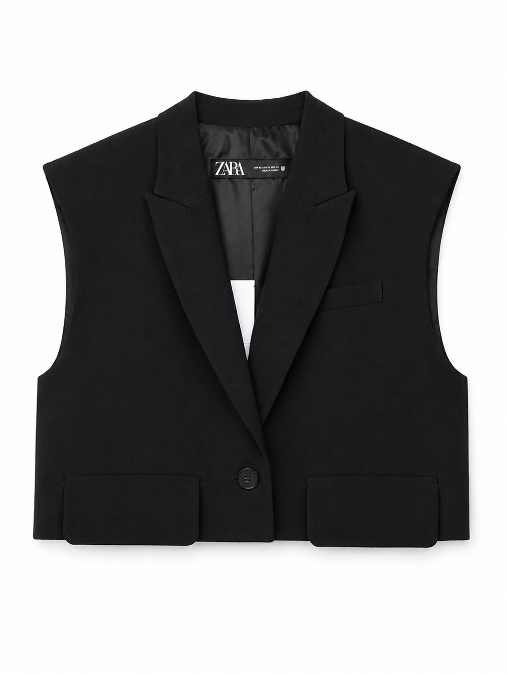 Zara Black Cropped Tailored Sleeveless Blazer Vest